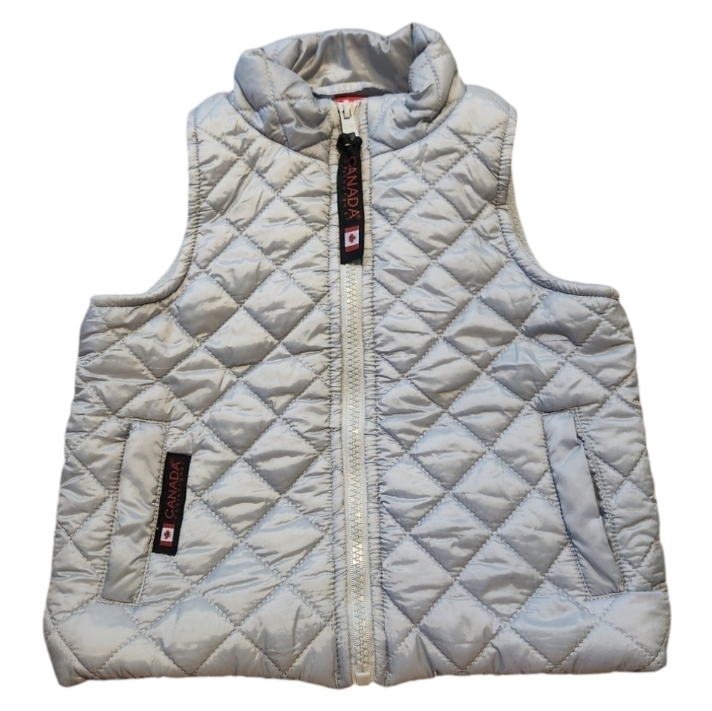 Canada Weathergear Infant Baby Gray Zip Up Puffer Vest, Size 12 months